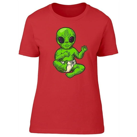 Cute Alien Baby Color Sketch T-Shirt Women -Image by Shutterstock, Female XX-Large