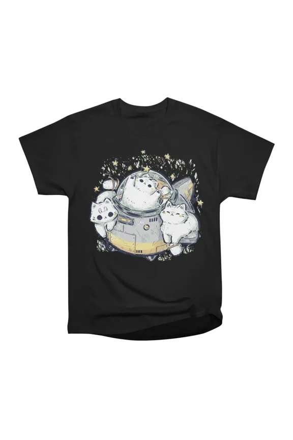 Cute Alien Cats Spaceship T-Shirt Tee Gift For Him Merch For Her Apparel For Friend