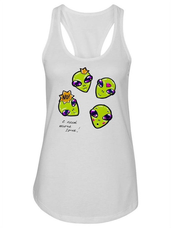 Cute Alien Doodles Tank Women - Women Racer Back, White, Xtra Large
