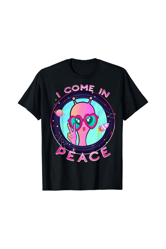 Cute Alien I Come Peace Ufo Funny Rave EDM Plur T-shirt