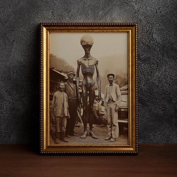 Cute Alien In Tibet Alien Desert Alien Vintage Old Ufo Art Southwest Alien Art Vintage Ufo Moody Cute Alien Style Two, Unframed Paper Print
