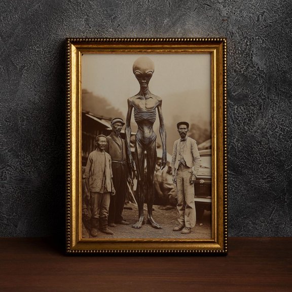 Cute Alien In Tibet Desert Prints Vintage Old Ufo Southwest Moody Art