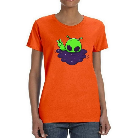 Cute Alien Space Puddle T-Shirt Shaped T-Shirt Women -Image by Shutterstock, Female Large