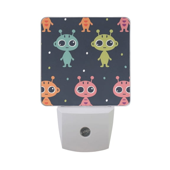 Cute Aliens Cartoon LED Night Light with Smart Sensor Plug Into Wall Dusk to Dawn 2 packs