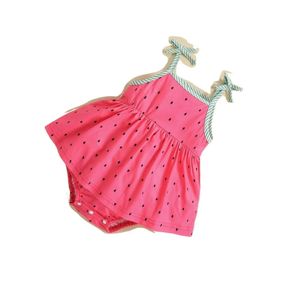 Cute All Over Print Spaghetti Strap Cami Sleeveless Watermelon Pink Baby Dresses (Baby's)