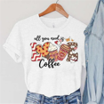 thumbnail image 1 of Cute All You Need Is Love Coffee T-shirts For Women Summer Tee Shirt Femme Casual Short Sleeve Round Neck Tops T-shirts, 1 of 5