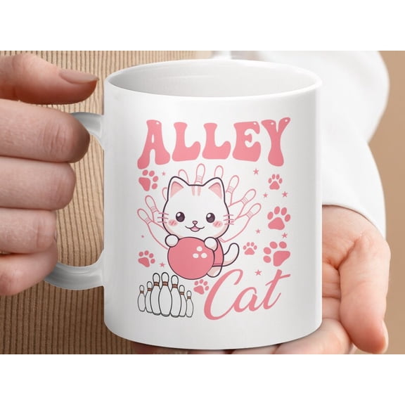 Cute Alley C1At Mug, Adorable C1At B1Owling Mug, Fun C1At Lover Gift, Pet Themed Coffee Mug, Unique C1At Design, Animal Lover Cup, Kitty