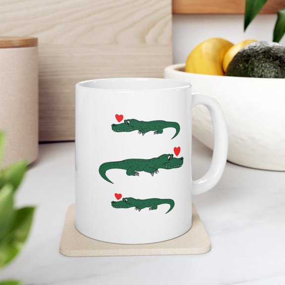 Alligator Lover 11 oz Coffee Mug - Cute Alligator Art White Ceramic Gift