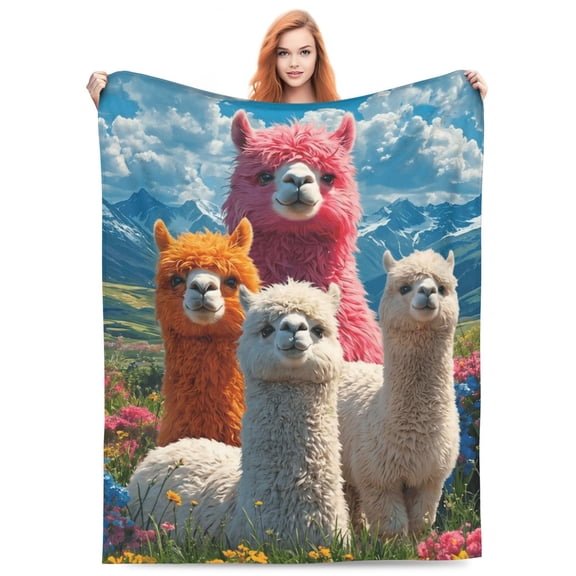 Cute Alpaca Blanket Soft Flannel Throw Blanket for Couch Bed Home Decor 40"x30"