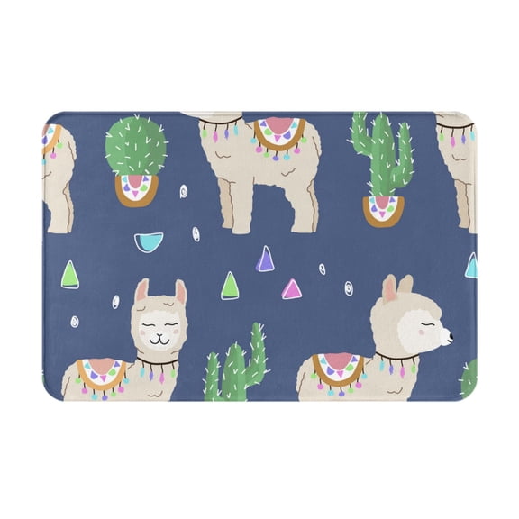 Cute Alpaca Cactus Peru Llama Doormat Non Slip Front Door Bathroom Bath Mats Entryway Rug 23.6x15.7 Inch Indoor Door Carpet