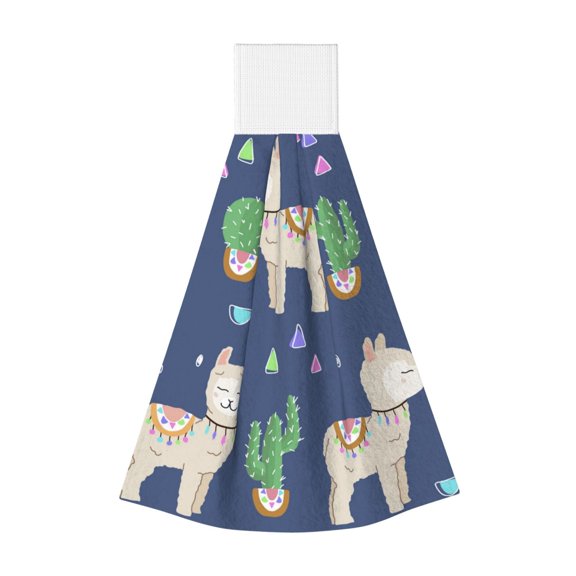 Cute Alpaca Cactus Peru Llama Hanging Coral Fleece Hand Towel 1 PC , Super Absorbent Kitchen Towel Quick-Dry Dish Cloth
