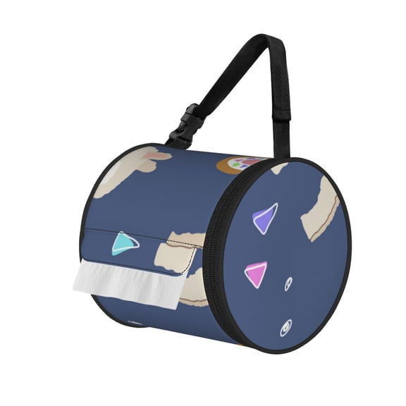 Cute Alpaca Cactus Peru Llama Portable Cylinder Toilet Paper Holder Tissue Dispenser Hanging Storage Bag with Strap