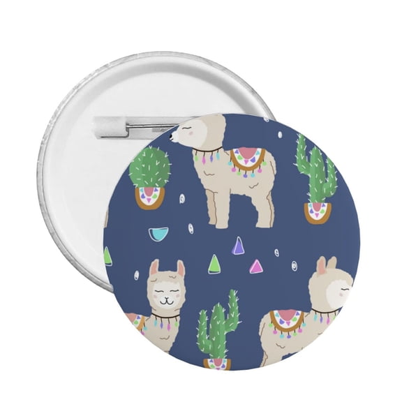 Cute Alpaca Cactus Peru Llama Round Button Pin Badge 5PCS Pinback Buttons Lapel Pin for Jacket, Backpack, Hat, Party Favor, Gift
