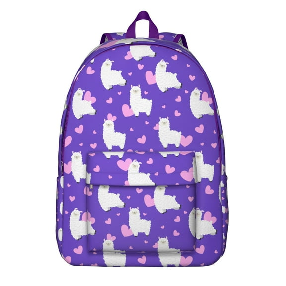 Cute Alpaca Pattern Backpack – Funny Llama Face Cartoon Bookbag for School, Travel, and Daily Commute