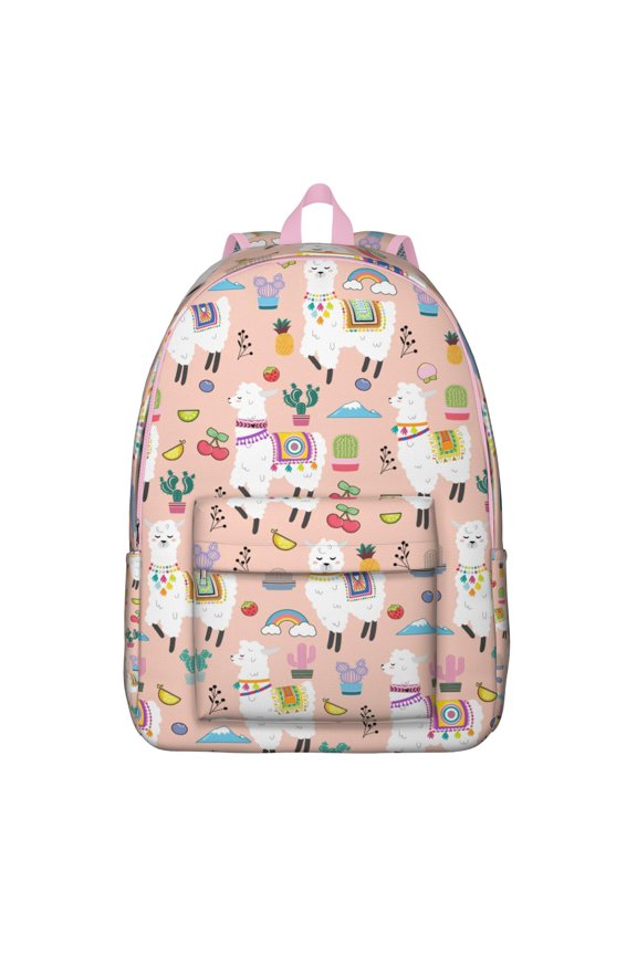 Cute Alpaca Pattern Backpack – Funny Llama Face Cartoon Bookbag for School, Travel, and Daily Commute