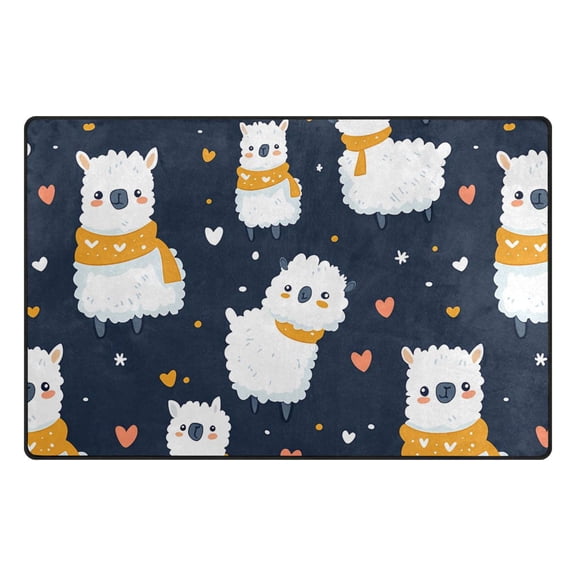 Cute Alpaca Pattern Memory Foam Area Rug 31"x20" Non Slip, Absorbent, Fade Proof for Living Room, Bedroom, Office