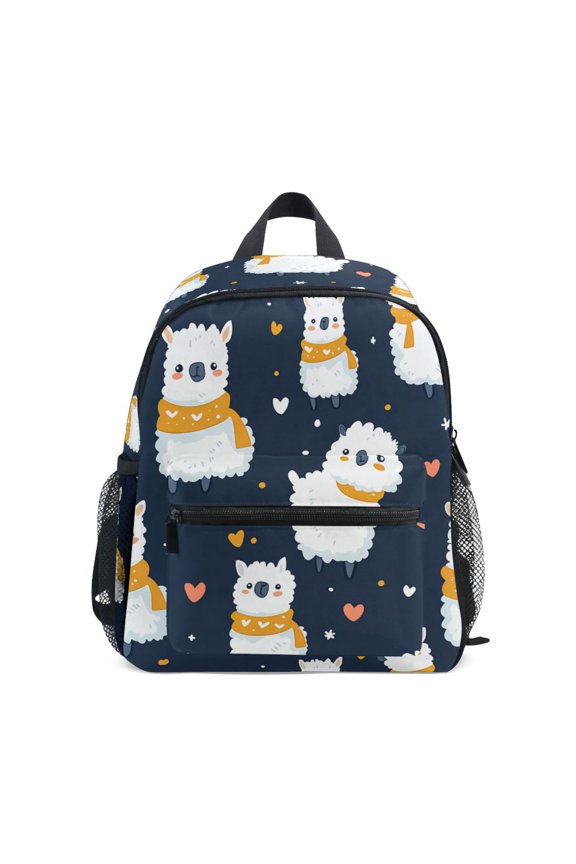 Cute Alpaca Pattern Mini Backpack Cute Small Backpack with Chest Strap and Whistle Ages 3-8