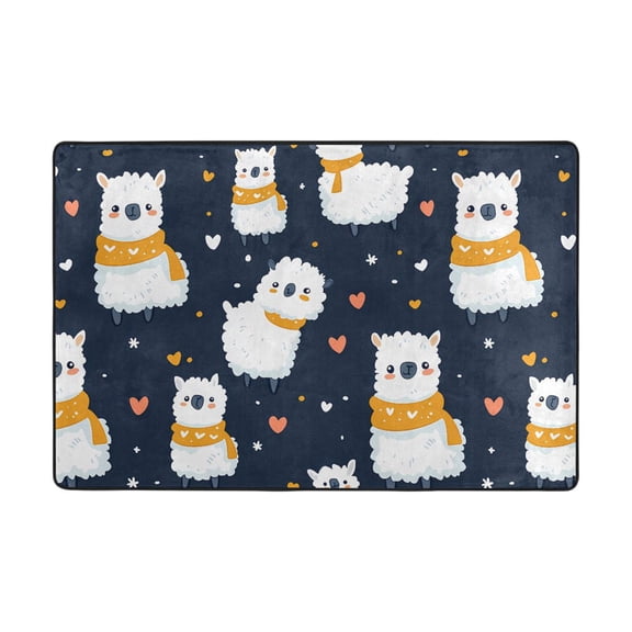 Cute Alpaca Pattern Rug 72x48in Memory Foam Absorbent Non Slip Plush for Living Room Office Bedroom