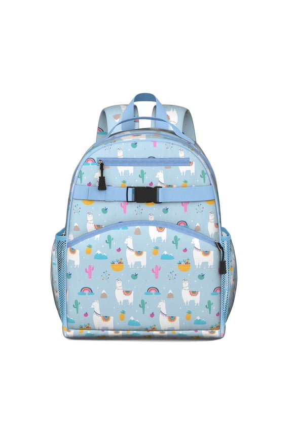 Cute Alpaca Pattern Waterproof Backpack - Lightweight Durable Book Bag with Side Pockets & Adjustable Straps for School & Travel