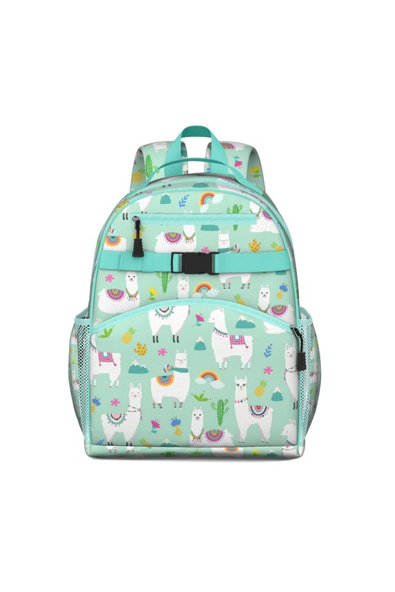 Cute Alpaca Pattern Waterproof Backpack - Lightweight Durable Book Bag with Side Pockets & Adjustable Straps for School & Travel