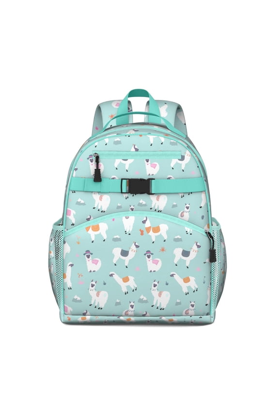 Cute Alpaca Pattern Waterproof Backpack - Lightweight Durable Book Bag with Side Pockets & Adjustable Straps for School & Travel
