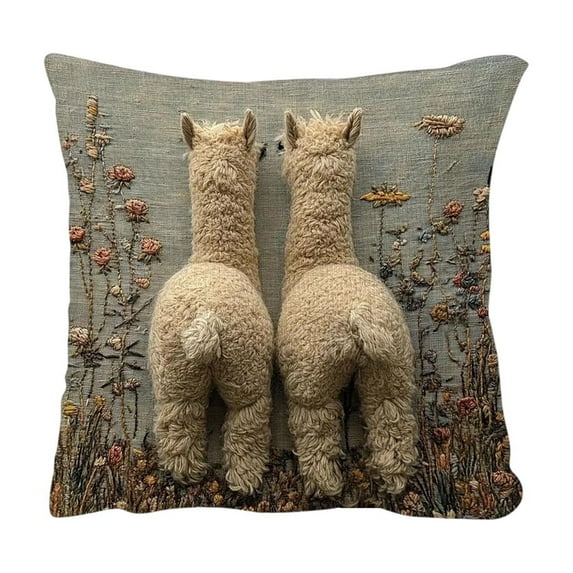 Cute Alpaca Print Pillow Cover Bedroom Living Room Sofa Cushion Case 18x18in for Sofa Living Room Decoration