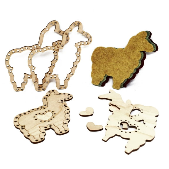 Cute Alpaca Shape - DIY Weaving loom Set - 4.5 x 4.25 inch ornament mini llama shape loom Weaving Craft kit for kids and adults
