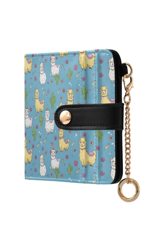 Cute Alpaca Small Wallet for Women RFID Blocking Bifold PU Leather Credit Card Holder with Zipper Coin Pocket Compact Cute Travel Purse Magnetic Snap 7 Card Slots