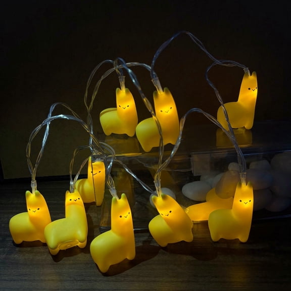 Cute Alpaca String Lights, 59 Inch LED Light Chain with 10 Yellow Llama, Battery Powered Decorative Lights with Warm White Glow for Nursery Room Party Indoor Decor