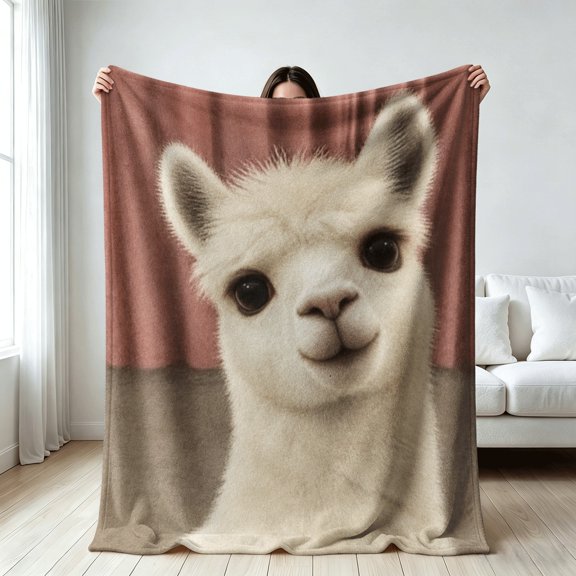Cute Alpaca blanket for women, Soft Flannel Throw Blanket, Festive Gifts, gift for birthday, Valentine's Day, Christmas, holiday, anniversary, Home Decor Gifts,