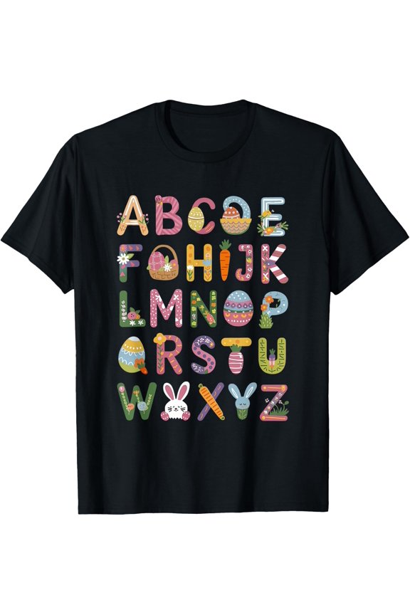 Cute Alphabet Easter Day ABC Egg Rabbit Tee