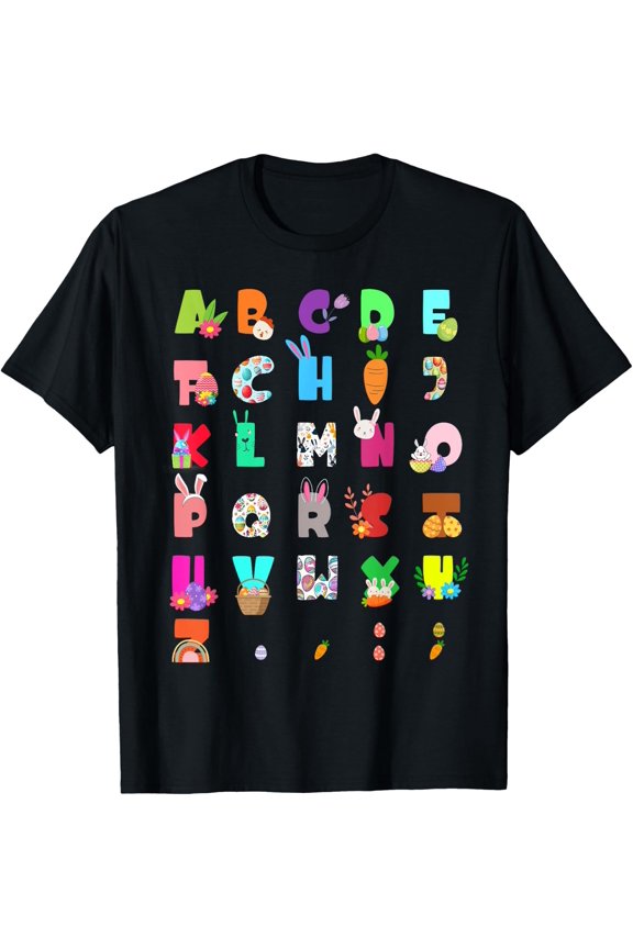 Cute Alphabet Easter Day ABC Egg Rabbit Tee