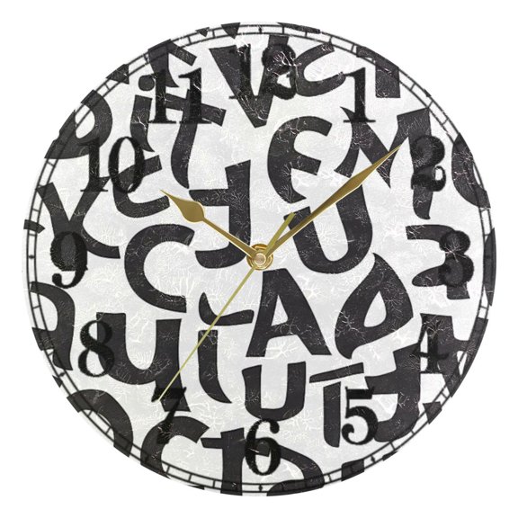 Cute Alphabets Silent Wall Clock 10" Non-Ticking Battery Clock