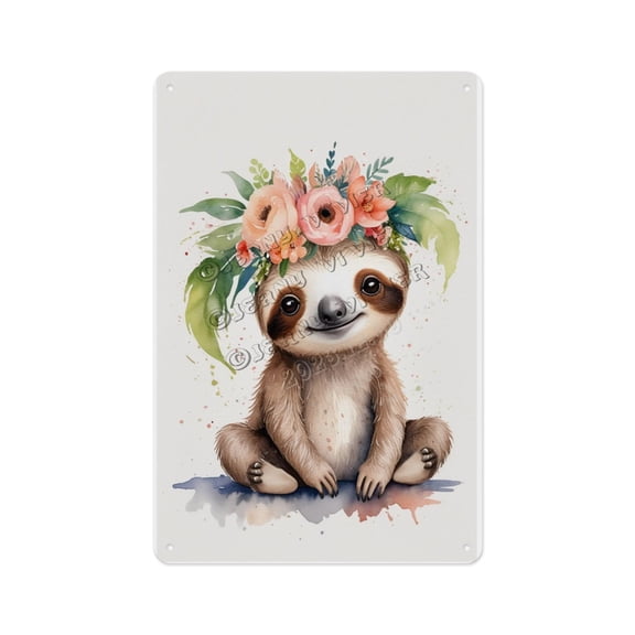 Cute Aluminum Sign - Funny Sloth - 12 x 16 Inches - Delightful Metal Sign for Girls' Room Perfect for Adding Character