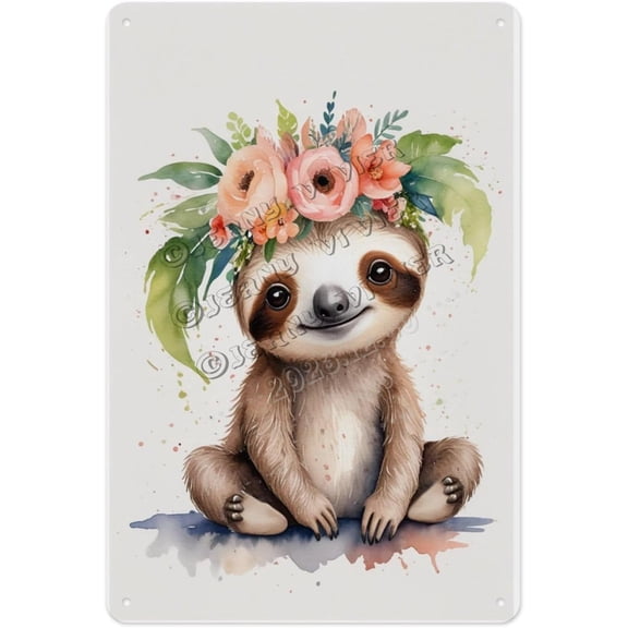Cute Aluminum Sign - Funny Sloth - 12 x 16 Inches - Metal Sign for Bedroom Perfect for Adding Character