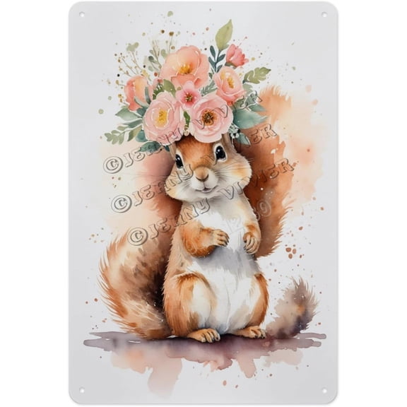Cute Aluminum Sign - Funny Squirrel - 8 x 12 Inches - Metal Sign for Bedroom Perfect for Adding Character