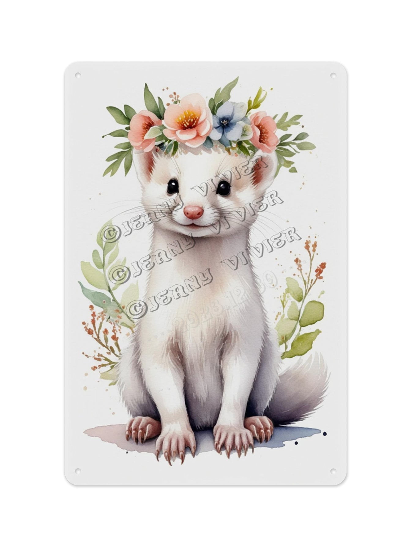 Cute Add. Sign Cute Aluminum Sign - White Weasel - 12 x 16 Inches - Delightful Metal ...