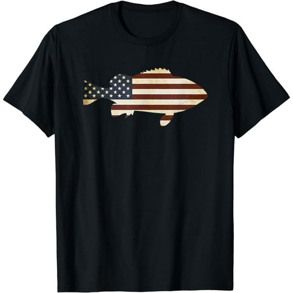 Cute American Flag Fish Patriotic National Go Fishing Day T-Shirt