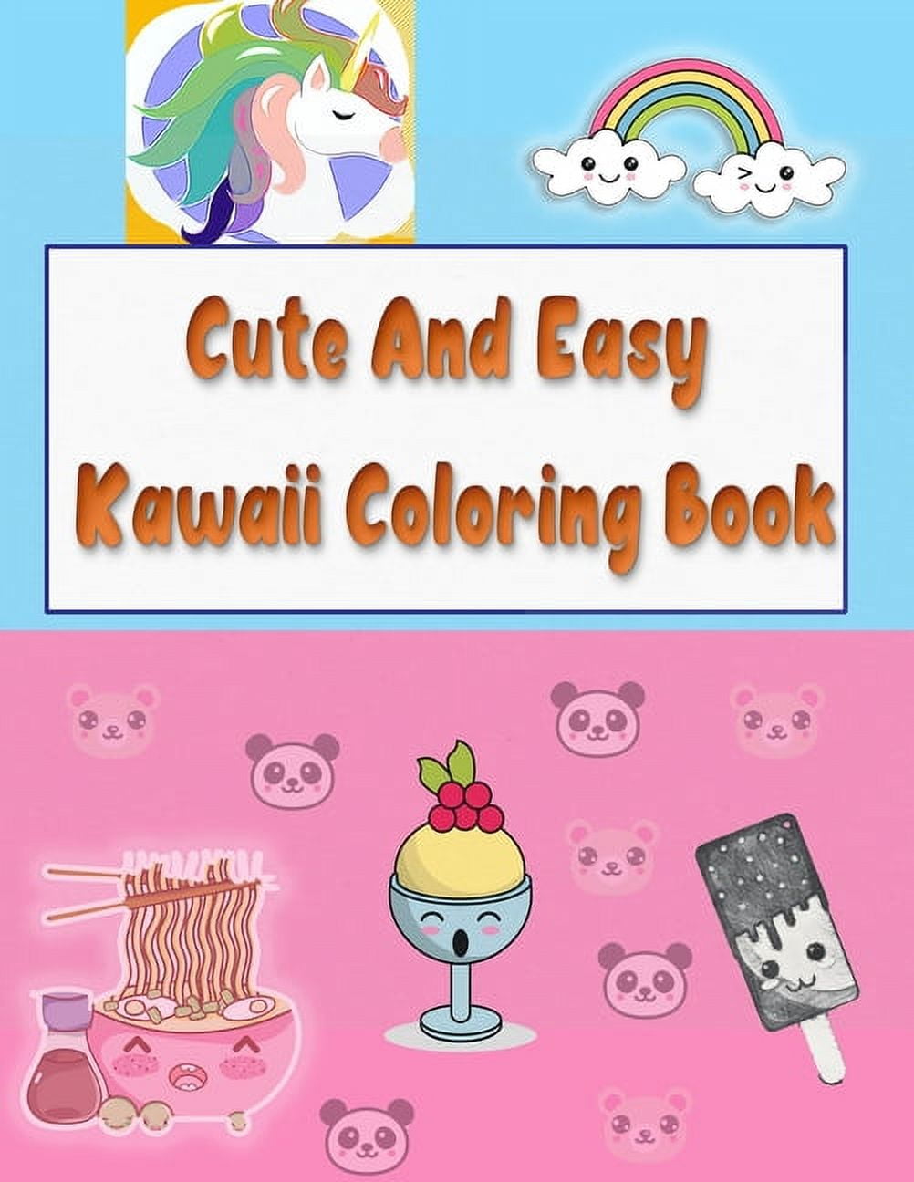 Cute Foods Around Town Activity Book Lay Flat Side by Side Kawaii Sticker  Books Coloring Pages 500 Cute Kawaii Stickers 12 Scenes for Kids 