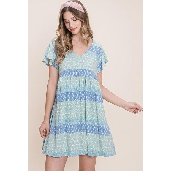 Cute And Flirty Floral Printed Babydoll Mini Dress S