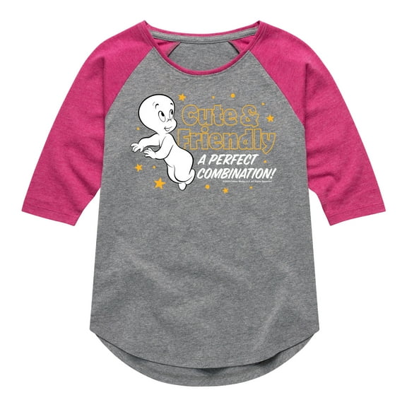 Cute And Friendly  - Toddler And Youth Girls Raglan Graphic T-Shirt