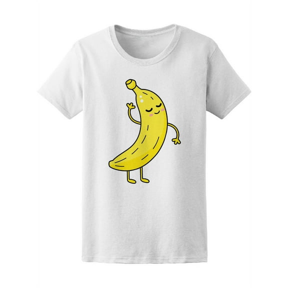 Cute And Funny Happy Banana T-Shirt Women -Image by Shutterstock, Female Large