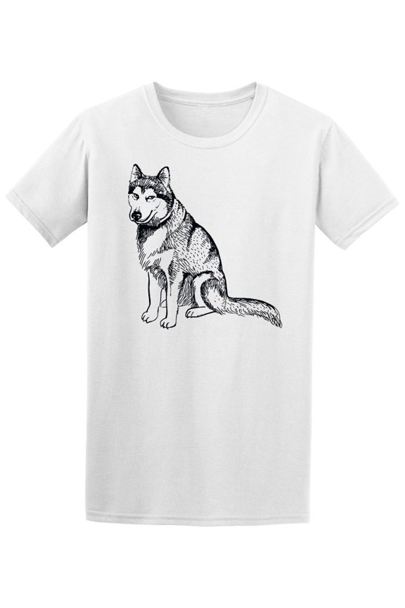 Cute And Funny Husky Sketch T-Shirt Men -Image by Shutterstock, Male Small