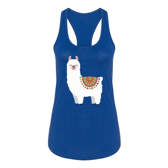 Cute And Happy Llama Racerback Tank Women -SPIdeals Designs, Female Medium
