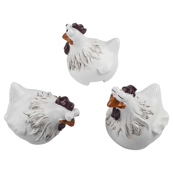 Cute And Playful 3Pcs Rooster Figurines Perfect Outdoor Decorations In Resin