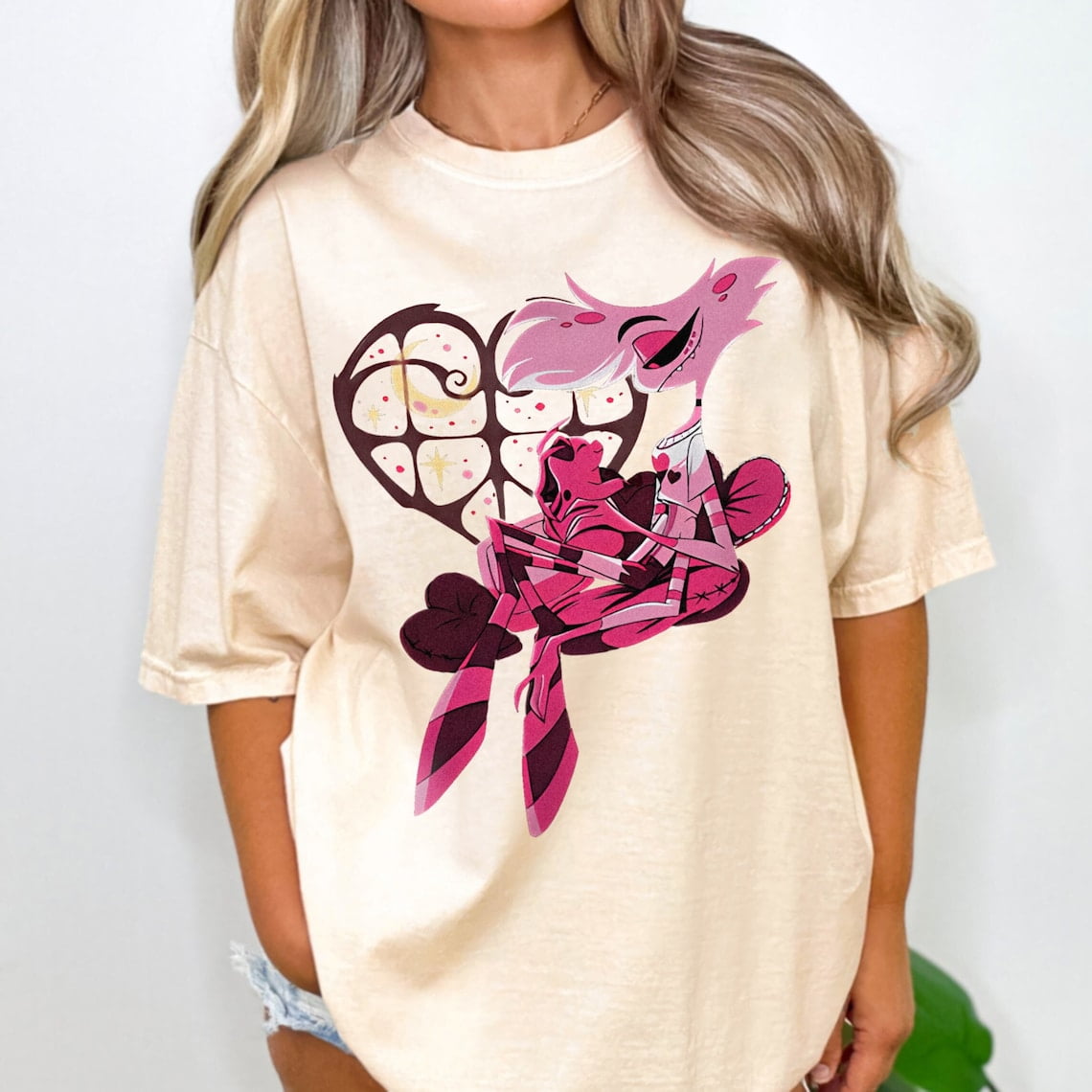 Cute Angel Dust and Fat Nuggets Shirt, Angel Dust Hazbin Tshirt, Hazbin Hotel Cartoon Merch