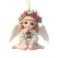 thumbnail image 1 of Cute Angel Flower Girl Ornament 3.15 inch, Fairytale Fairy with Rose & Wings, Kawaii Car Interior Hanging Accessory, Sweet Valentine's Day Gift for Daughter Women (1pc), 1 of 5