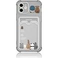 thumbnail image 1 of Cute Animal Back Shadow Panda Rabbit Lion Tiger Giraffe Zebra with Wallet Card Slot Clear Soft Phone Case Compatible with iPhone Case (Clear,iPhone 12), 1 of 6