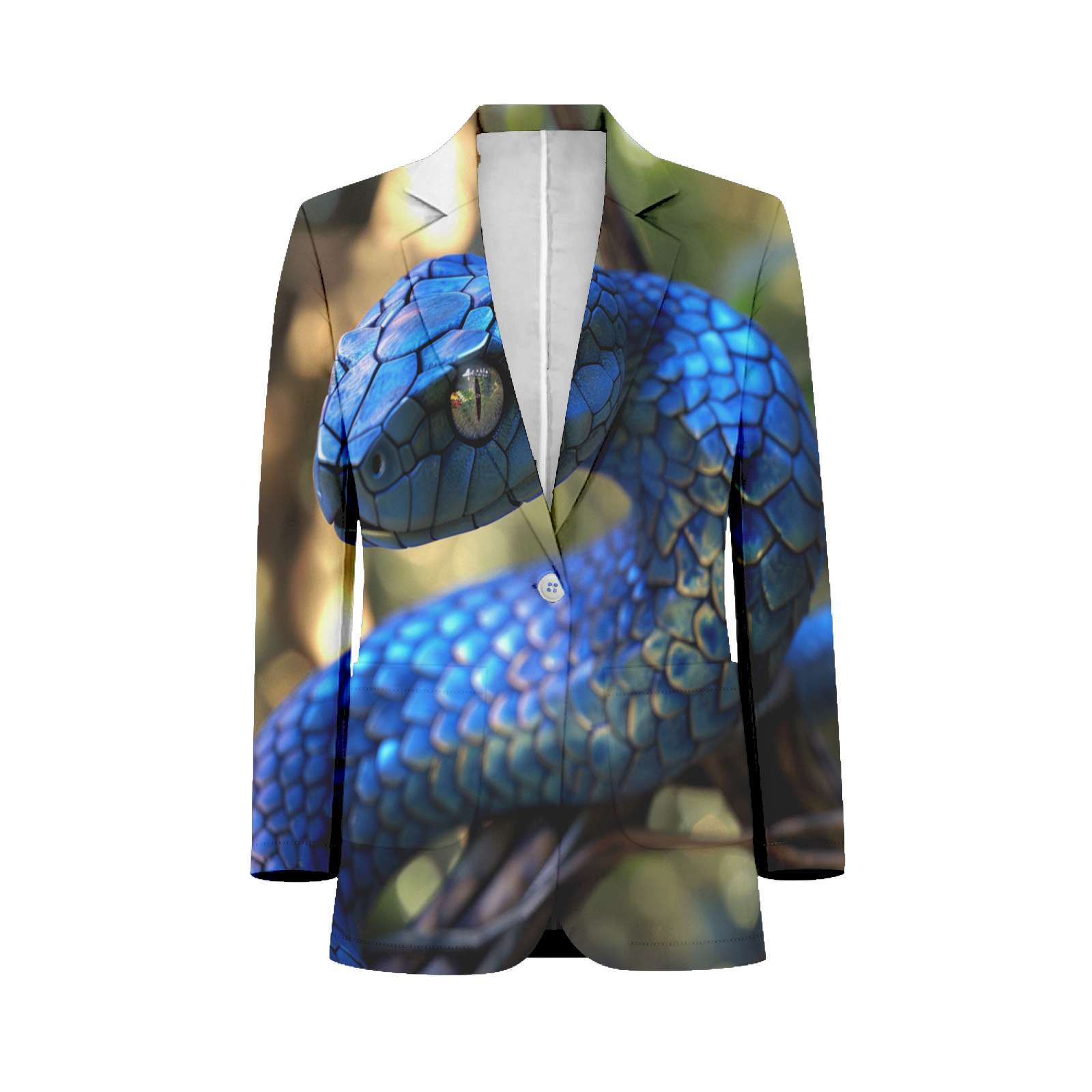 Cute Animal Blue Snake Mens Suits Shawl Collar Slim Fit Suit Mens Groom ...