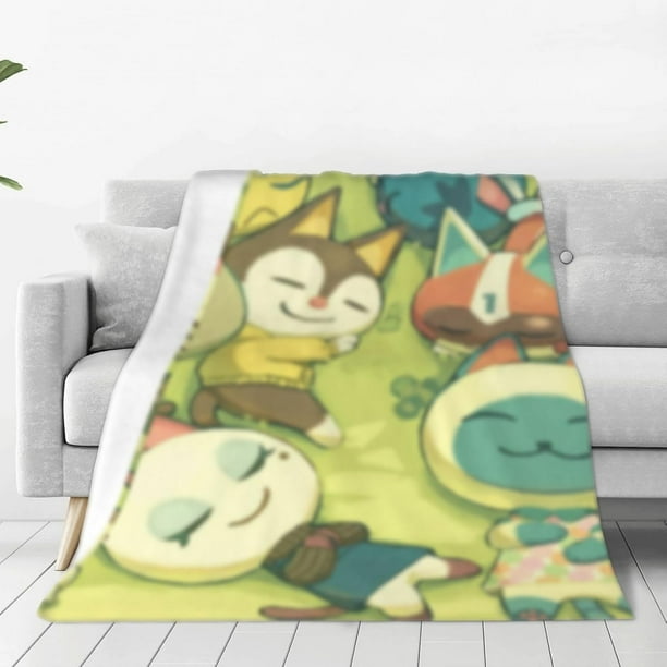 Cute Animal Cartoon Crossing Cartoon Throw Blanket Soft Lightweight Air Conditioner Blanket Plush Blanket for Sofa Couch Bed Home Decorative Women 60x50 Inches